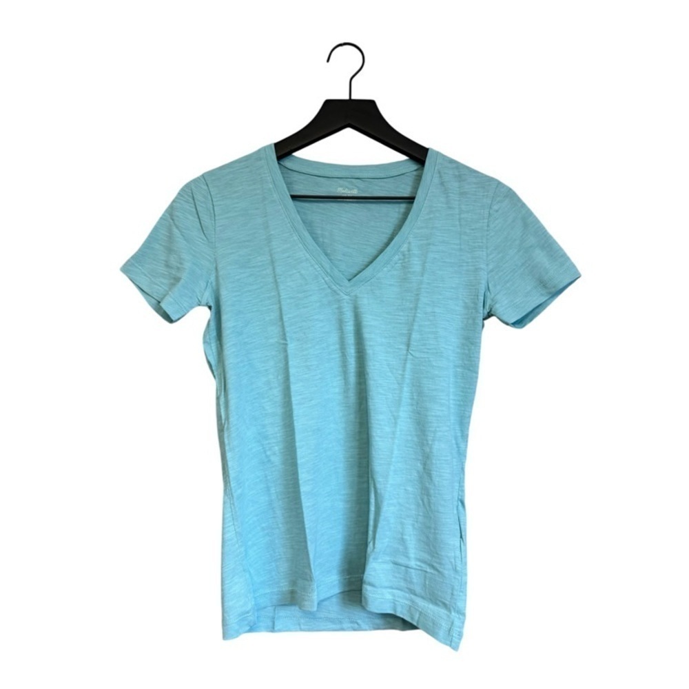 NWOT MADEWELL V-Neck Short Sleeve T-Shirt in Steely Ocean - Picture 2 of 2